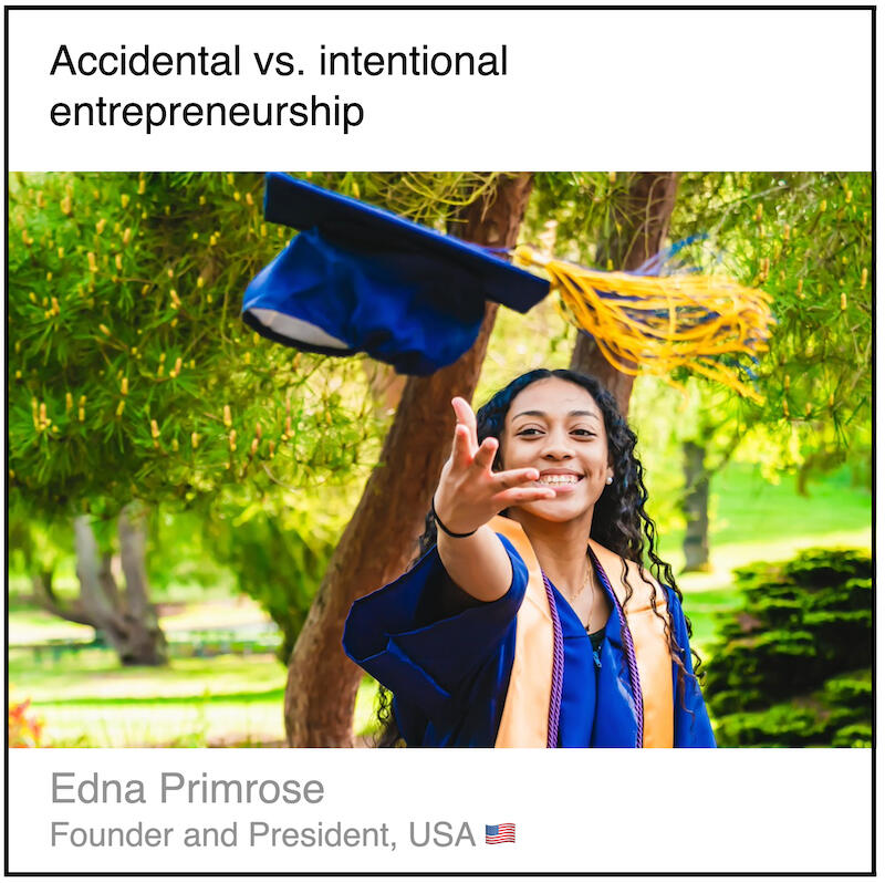 Express 6(3) Edna Primrose Read or download the PDF with the title "Accidental versus intentional entrepreneurship" written by Edna Primrose, Founder and President from the USA.